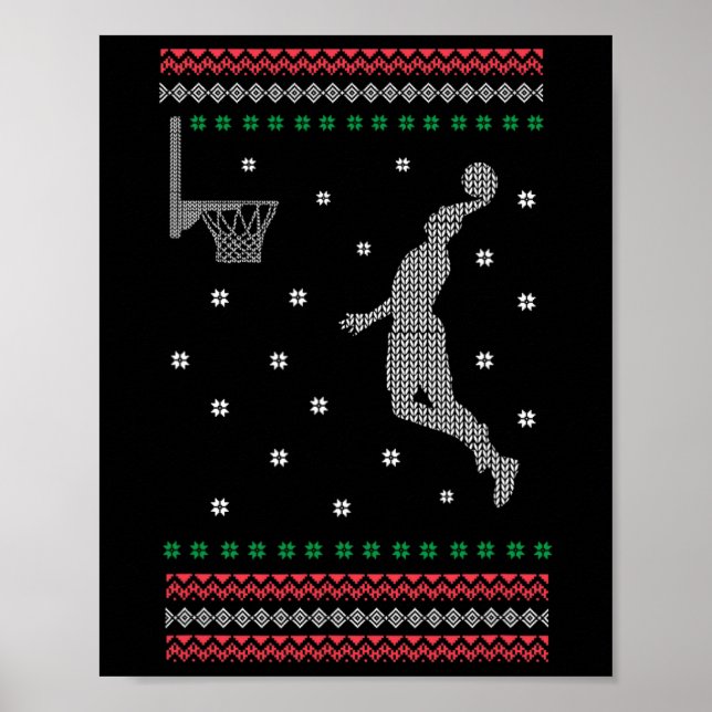 Basketball Dunking jul-Coolan Sport Ugly X-Mas Poster (Framsidan)