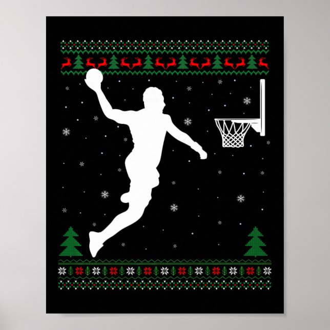 Basketball Dunking Julafton Ugly Basketball Player Poster (Framsidan)