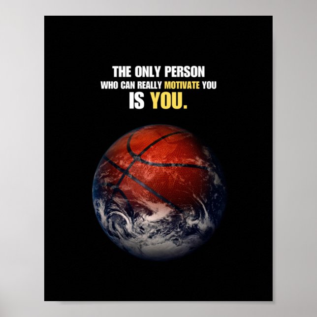 Basketball Earth Motivational inspirational Quote Poster (Framsidan)