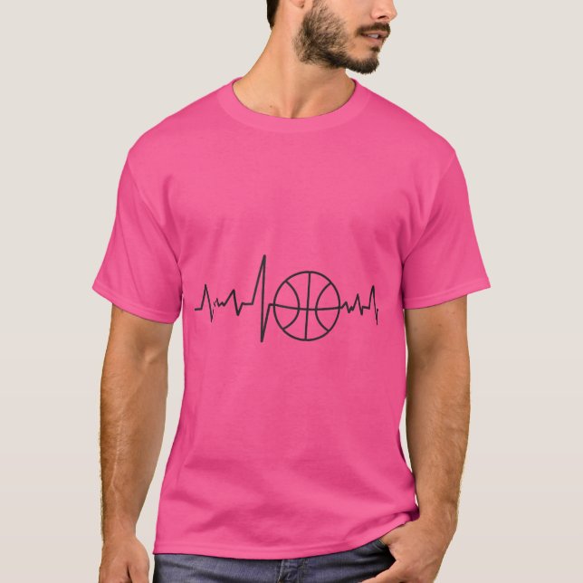 Basketball Ekg Heartslag Gift T Shirt (Framsida)