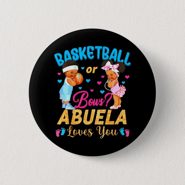 Basketball eller Bows Abuela Kärlek You Gender Rev Knapp (Framsida)