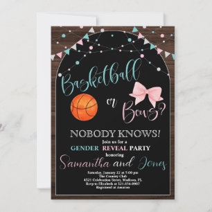 Basketball eller Bows Gender Reveal Party Inbjudningar