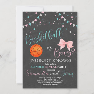 Basketball eller Bows Gender Reveal Party Inbjudningar