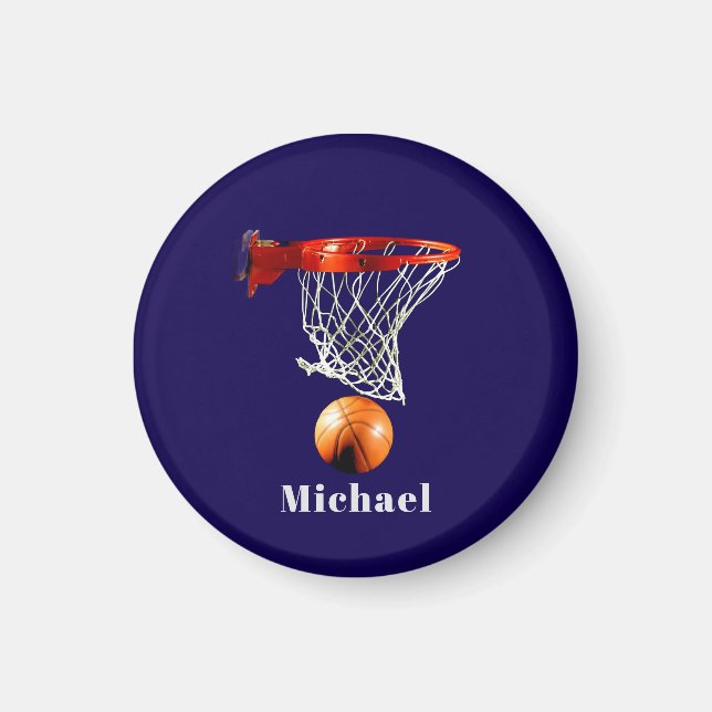 Basketball Ersätt med Ditt Namn Magnet (Framsidan)