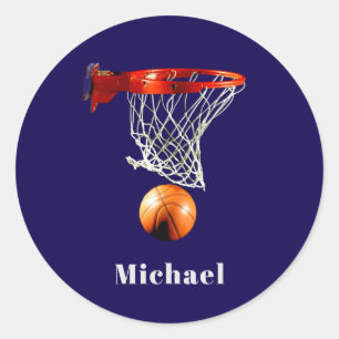 Basketball Ersätt med Ditt Namn Runt Klistermärke