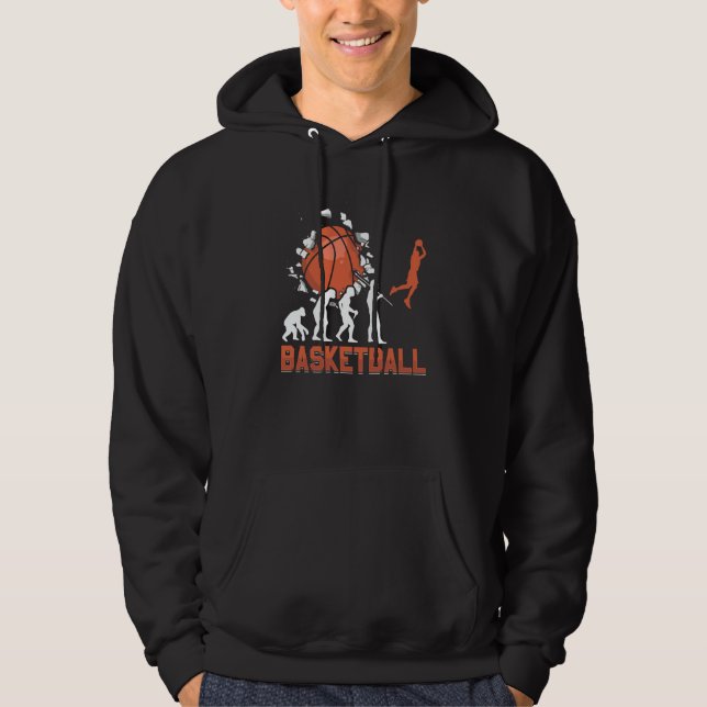 Basketball Evolution From Monkey To Men BBall Dunk Hoodie (Framsida)