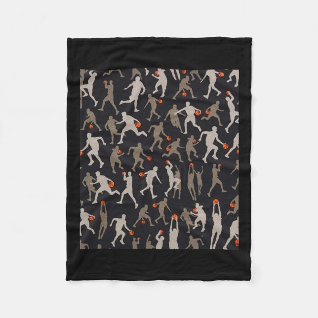 Basketball Fabric Black Mönster Fleecefilt (Framsidan)
