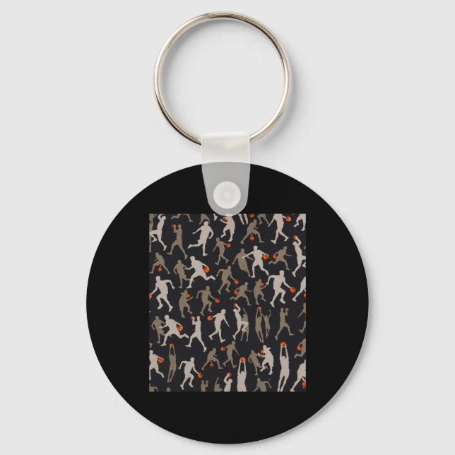 Basketball Fabric Black Mönster Nyckelring (Framsida)