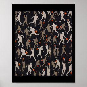 Basketball Fabric Black Mönster Poster