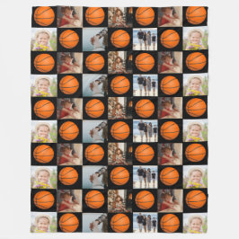 Basketball Family Collage Photo Mönster Black Fleecefilt