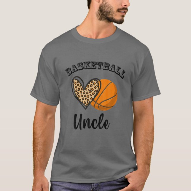 Basketball farbror Leopard Heart Sports Players Fa T Shirt (Framsida)