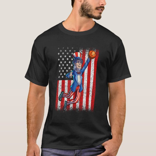 Basketball farbror Sam 4:e juli Manar Boy American T Shirt (Framsida)
