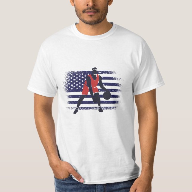 Basketball Fläkt Jersey USA flagga T Shirt (Framsida)