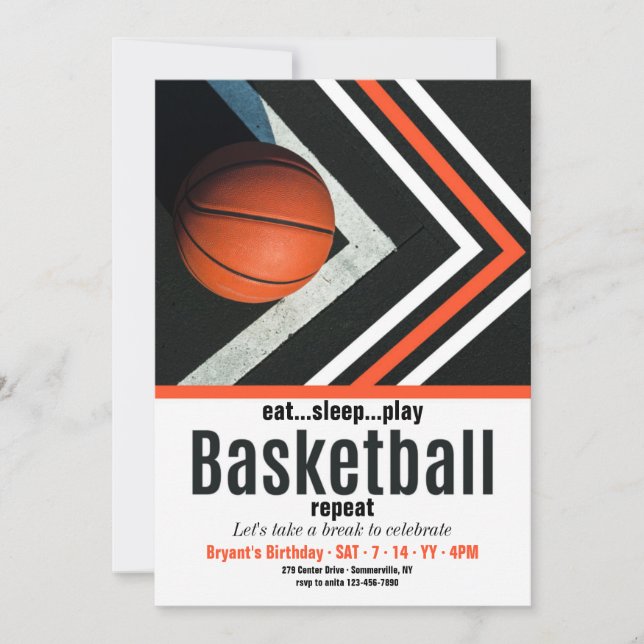 Basketball Födelsedag Inbjudningar (Framsida)