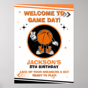 Basketball Födelsedags Välkomstskylt Game On Affis Poster