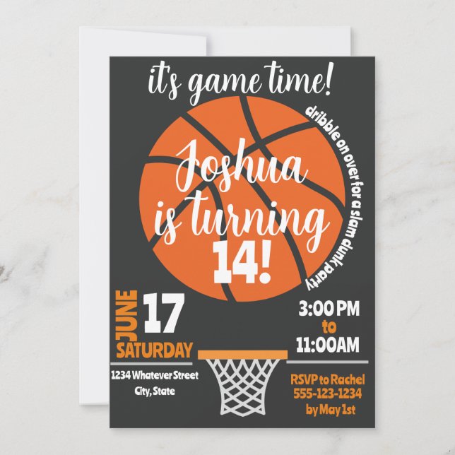 Basketball Födelsedagsfest Anpassningsbar Inbjudningar (Framsida)