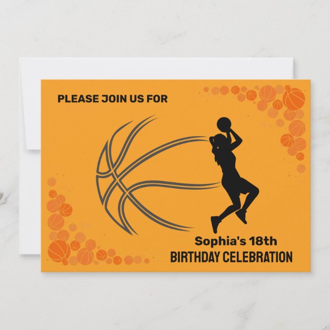 Basketball Födelsedagsfest, Basketball Player Inbjudningar (Framsida)