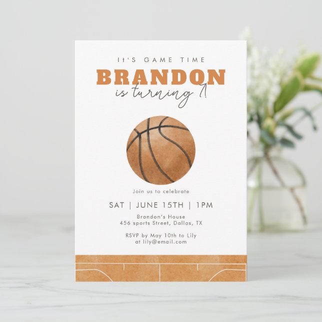 Basketball Födelsedagsfest Inbjudan för Pojkar Spo (Stående Fram)