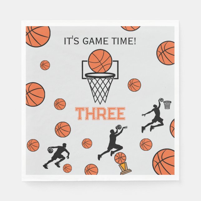 Basketball Födelsedagsfest Inbjudan Pappersservett (Framsidan)