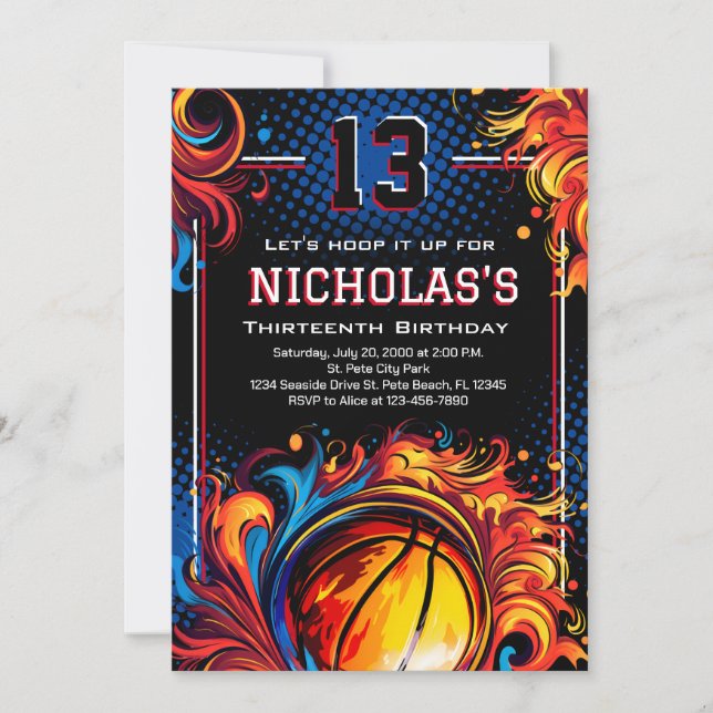 Basketball-Födelsedagsfest Inbjudningar (Framsida)