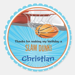 Basketball Födelsedagsfest Stickers Runt Klistermärke