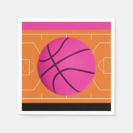 Basketball födelsedagsfest Svart Rosa & Orange Pappersservett