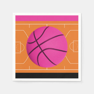 Basketball födelsedagsfest Svart Rosa & Orange Pappersservett