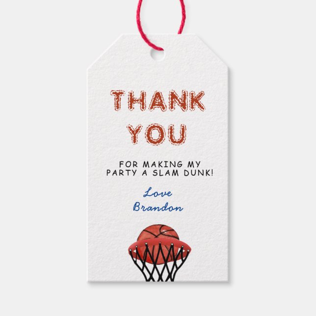 Basketball Födelsedagsfest Tack  Presentetikett (Framsidan)