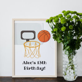Basketball Födelsedagsfest-tecken Poster