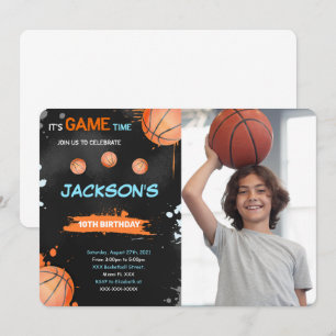 Basketball Födelsedagsfoto Inbjudan