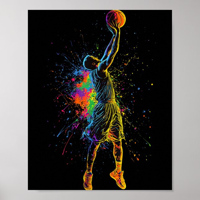 Basketball For Men Kids Youth Player Slam Dunk Tee Poster (Framsidan)