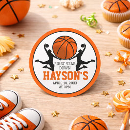 Basketball Första Året Ner 1-årsdag Runt Klistermärke