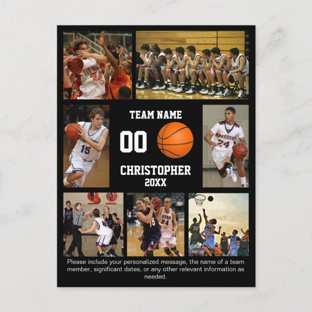 Basketball fotocollage fleece filt vykort (Framsida)