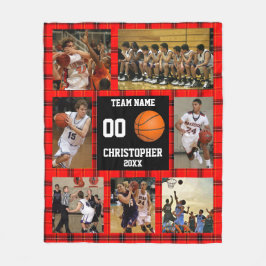 Basketball fotocollage Red Tartan Fleecefilt