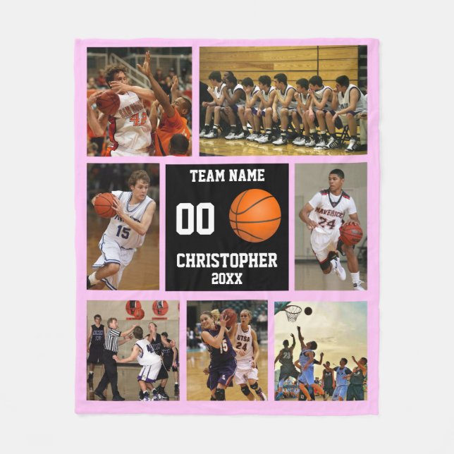 Basketball fotocollage Rosa fleece filt (Framsidan)