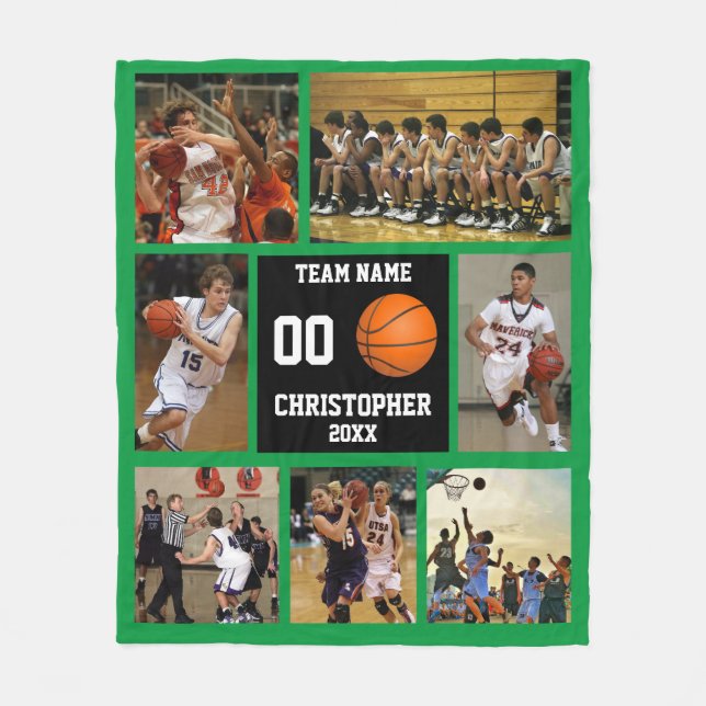 Basketball fotocollage ull Grönt filt (Framsidan)
