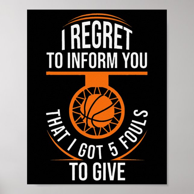 Basketball Fouls Quote Funny Basketball 5 Foul Cha Poster (Framsidan)
