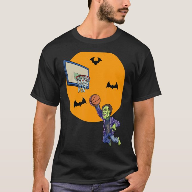 Basketball Frankenstein Halloween Boys Basketball T Shirt (Framsida)