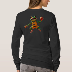 Basketball Frog dam svart långärmad skjorta baksid T Shirt