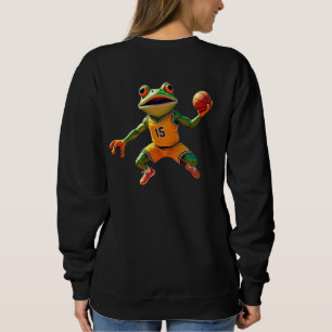 Basketball Frog dam svart sweatshirt baksida T Shirt
