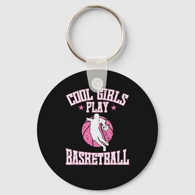 Basketball für Mädchen "Coola Girls play Basketbal Nyckelring (Framsida)