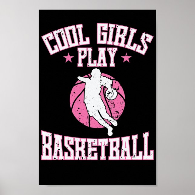 Basketball für Mädchen "Coola Girls play Basketbal Poster (Framsidan)
