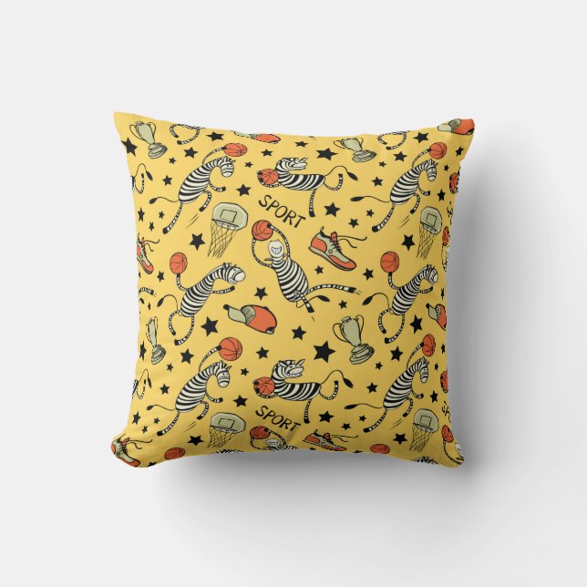 Basketball game seamless pattern with doodle cute  kudde (Framsida)