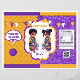 Basketball Gender Reveal Chip Bag Lila & Guld