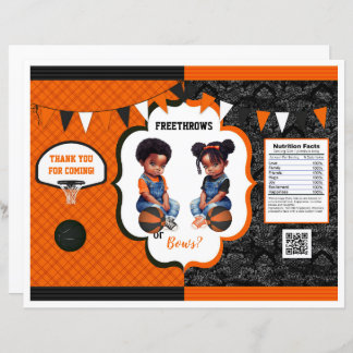 Basketball Gender Reveal Chip Bag Orange & Black