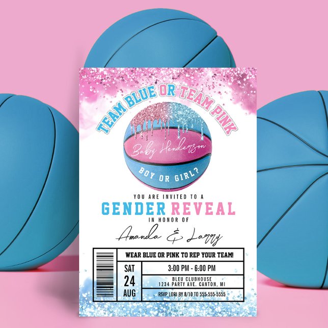 Basketball Gender Reveal-inbjudan Inbjudningar (Skapare uppladdad)