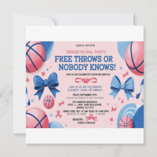 Basketball Gender Reveal-inbjudan Lediga toner Julkort