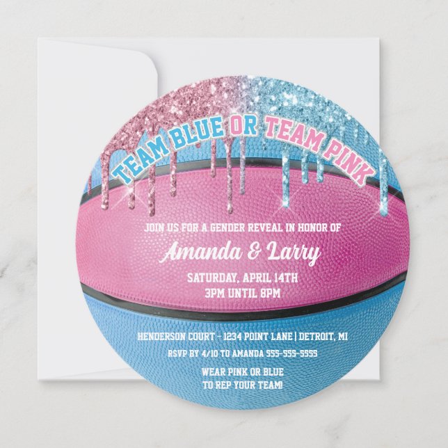 Basketball Gender Reveal Inbjudningar (Framsida)