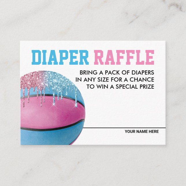 Basketball Gender Reveal Raffle Card Tilläggskort (Framsida)