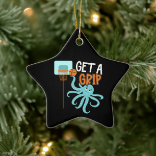 Basketball Get a Grip Octopus Quote Julgransprydnad Keramik